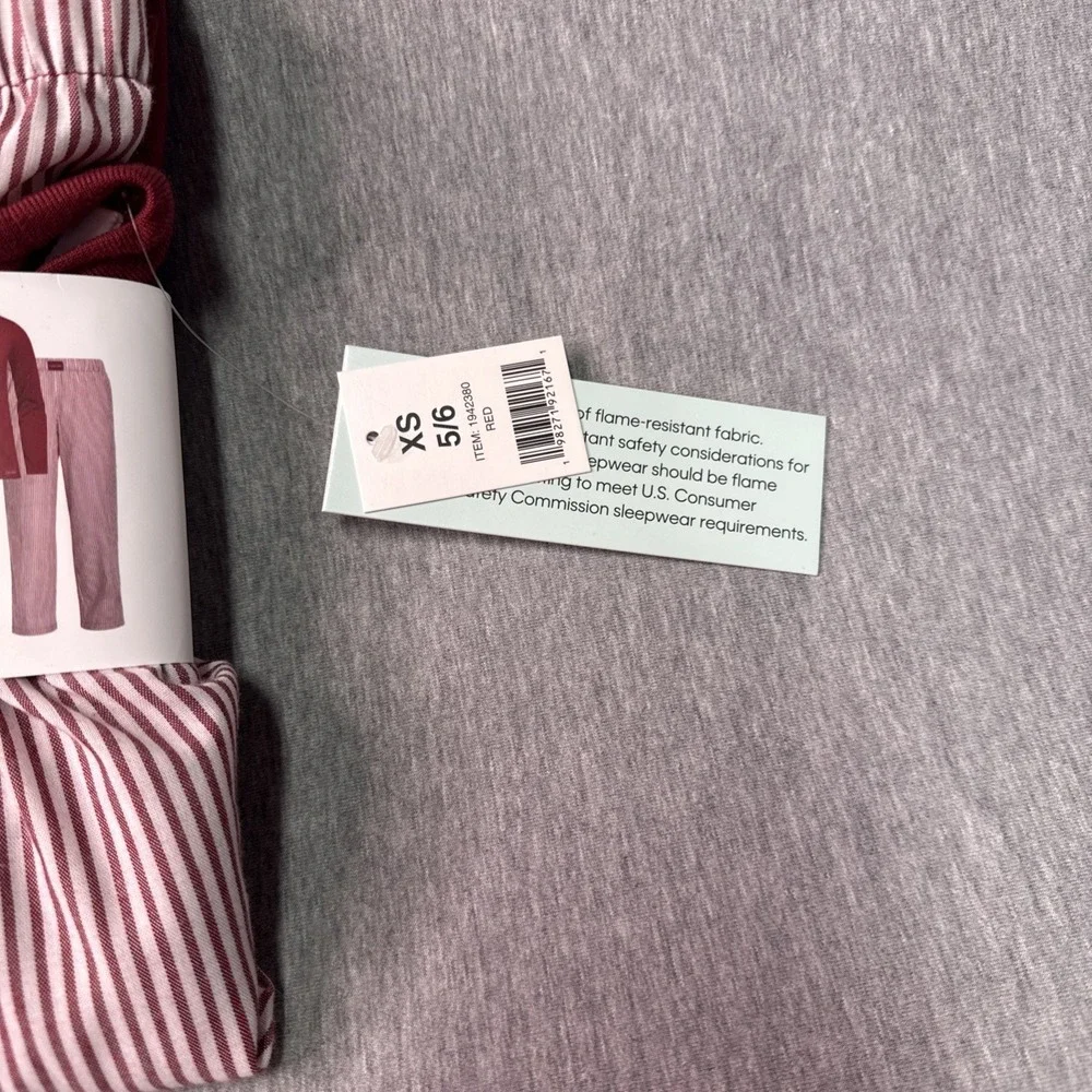 Calvin Klein Youtth XS 5/6 3 Piece Striped Sleep Set Blue Red Polyester